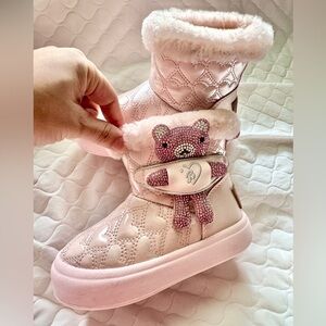 Little Girls Pink Winter Snow Boots | Size 18cm | Brand New